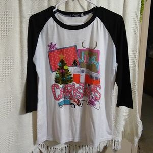 Women's baseball quarter sleeve junky Christmas shirt